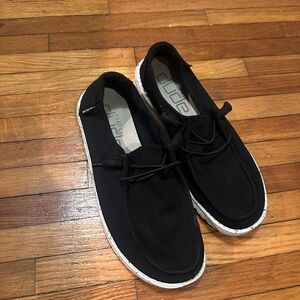 Hey Dude Black Flats with White Soles